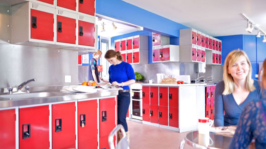 Andrew Melville Hall kitchen with students