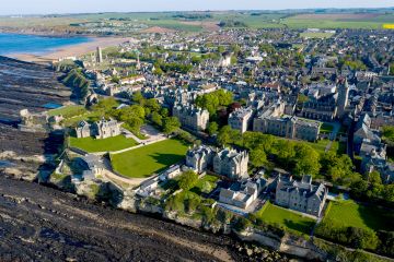 An aerial photograph of the town of St Andrews
