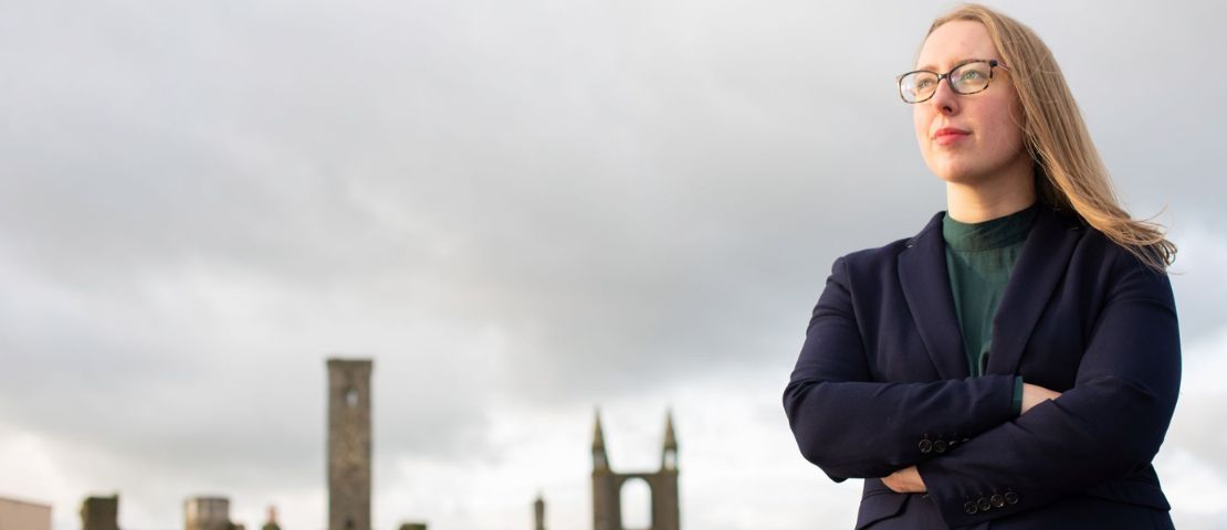University of St Andrews student taking part in a reflective photo shoot