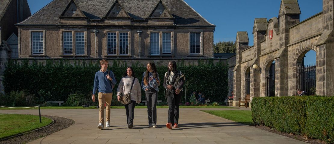 Students walking in The Quad