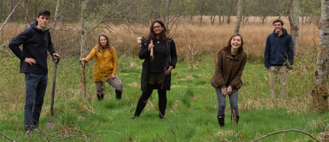 Students taking part in St Andrews Forest launch at Drumburn Farm, Muckhart