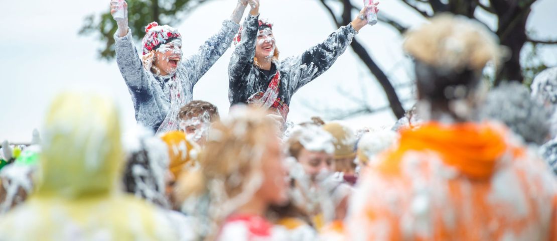 Students celebrating Raisin Monday