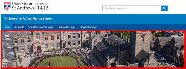 University WordPress theme - screenshot of hero banner