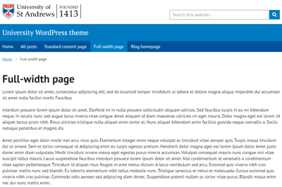 Screenshot of University WordPress theme full width page