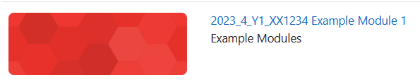 Screenshot of a Moodle course card from the 'My Courses' page. This shows that when a course is available, the message 'Hidden from students' is removed.
