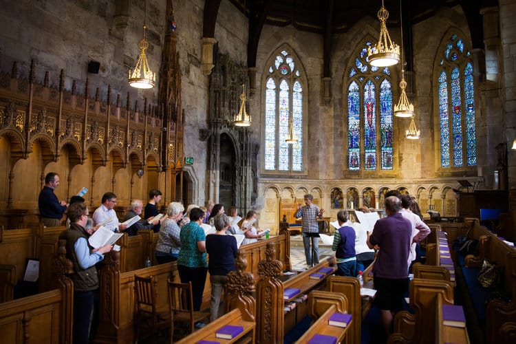 Singers in a chapel