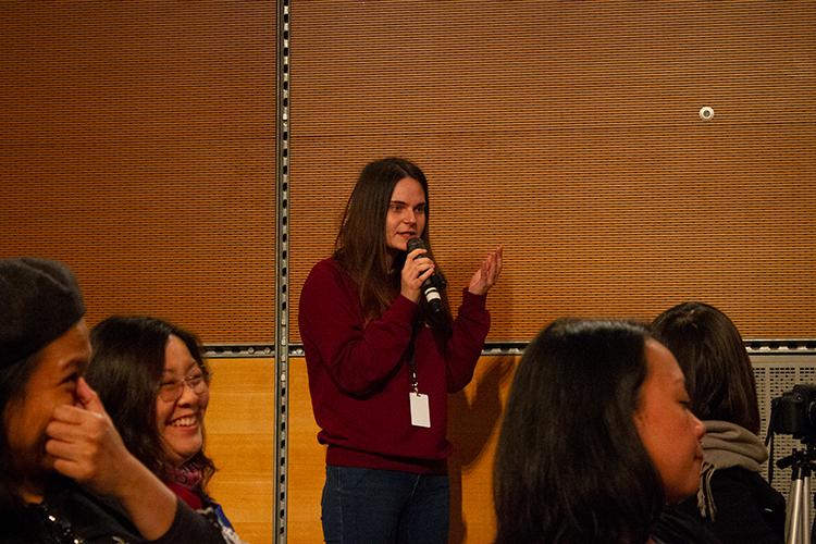PhD students at a conference