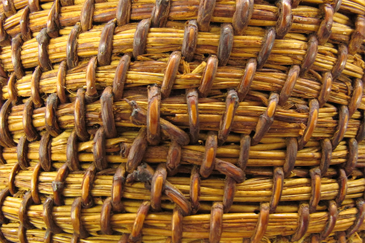 Close-up view of woven basket