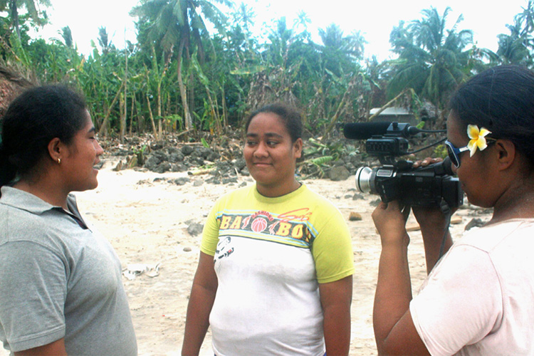 Women in the Pacific making a film