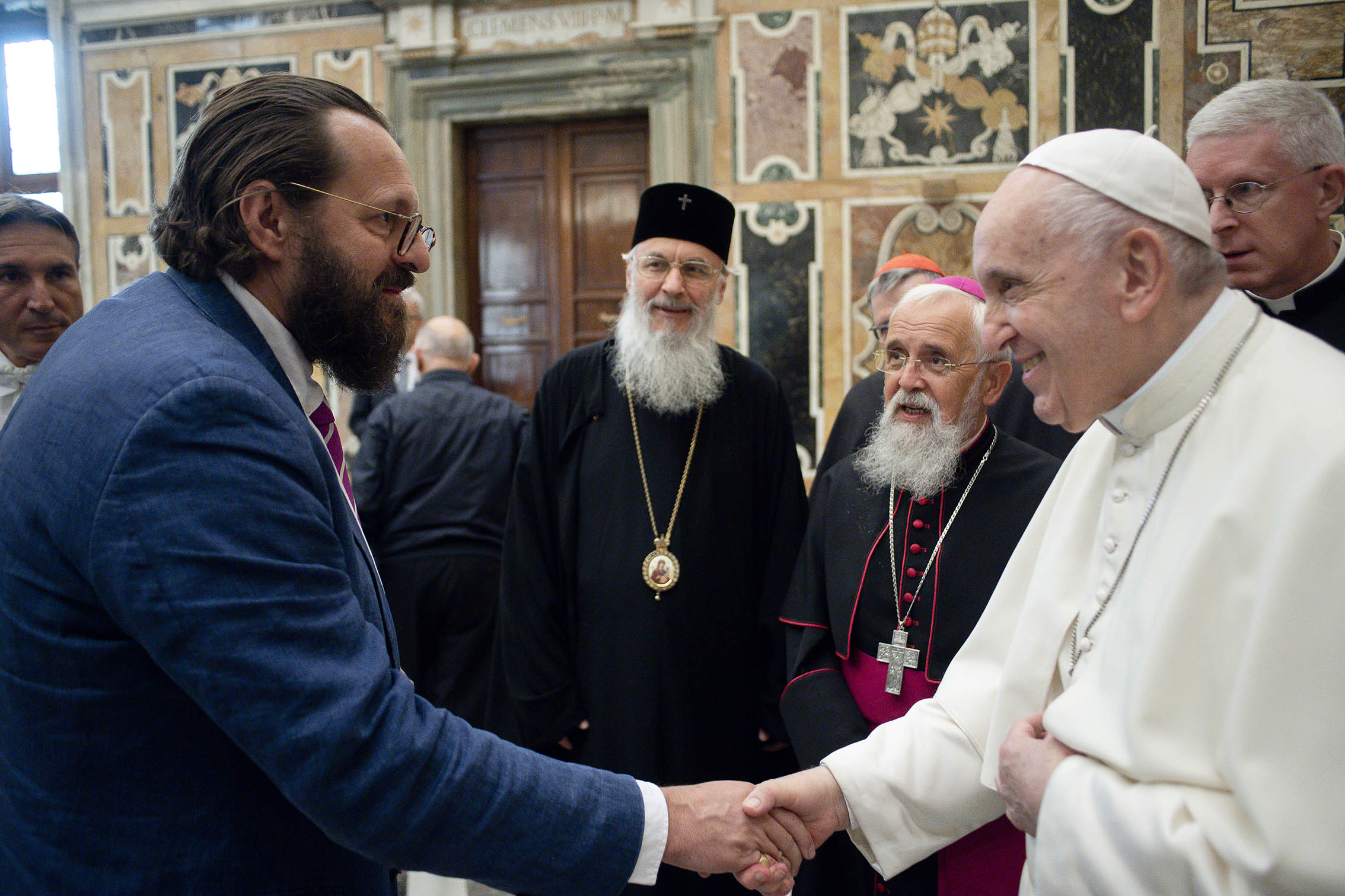 Marcus Plested shakes hands with Pope