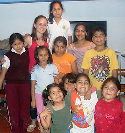 Charlotte with her pupils.