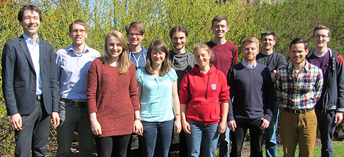 Martin pictured with members of Malte Gather's research group.