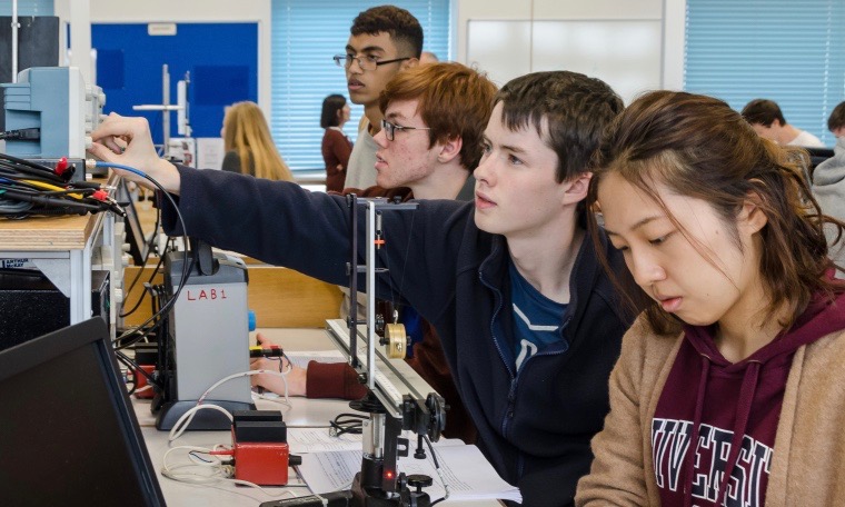 Students conducting an experiment.
