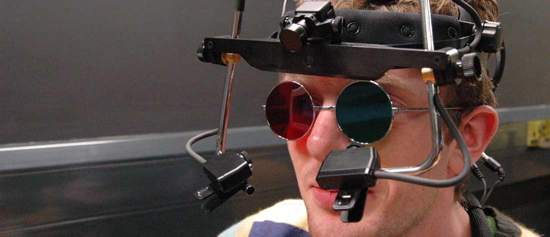 subject wearing eye tracking headset