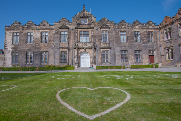 Chalk outlined love heart in St Salvator's Quad