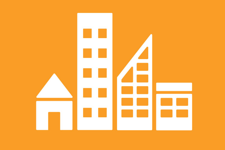 Graphic of buildings in a city