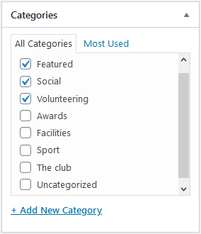 Categories section with 3 categories selected
