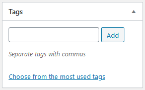 Tags section in WordPress