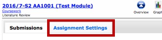 Screenshot of the Assignment Overview page with Assignment Settings tab highlighted
