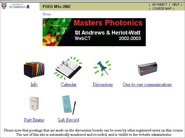 POED WebCT Home Page